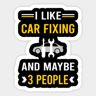 3 People Car Fixing Repair Sticker